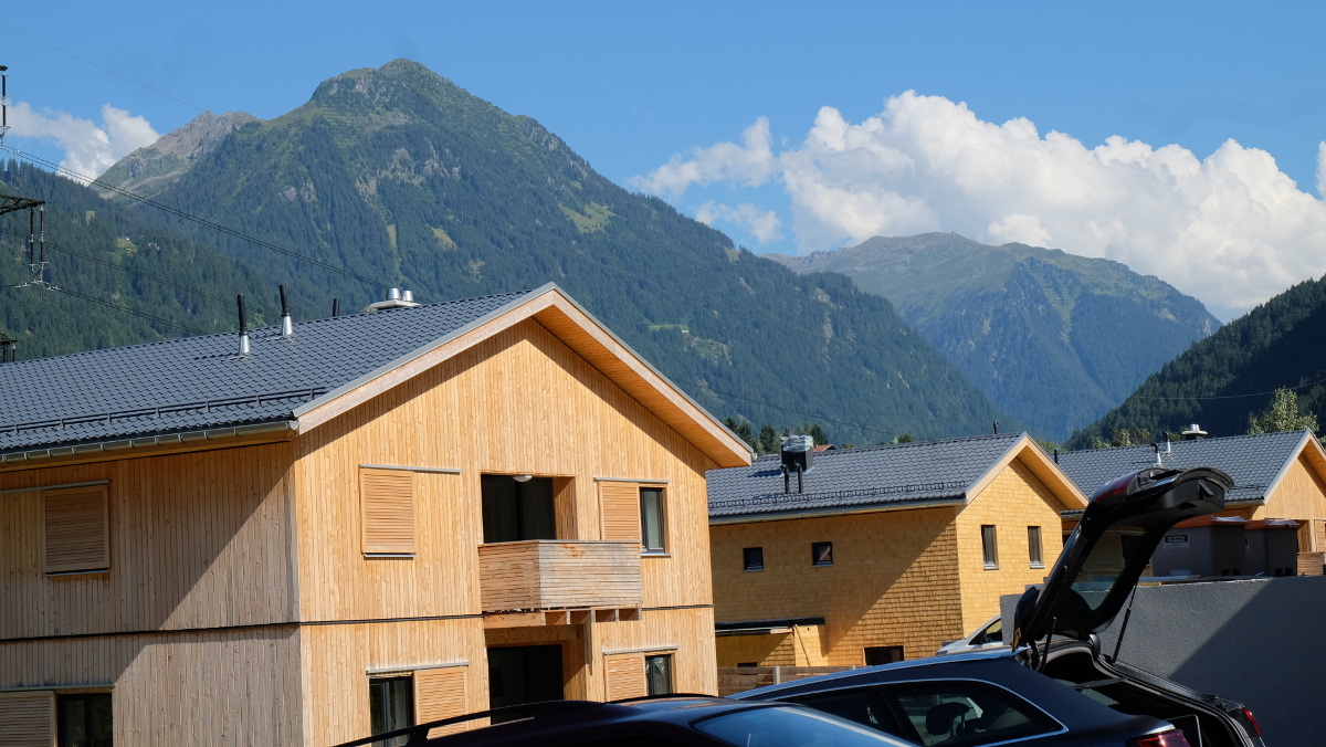 Blick von der Terrasse unserer barrierefreien Ferienwohnung in Galgenul bei St. Gallenkirch